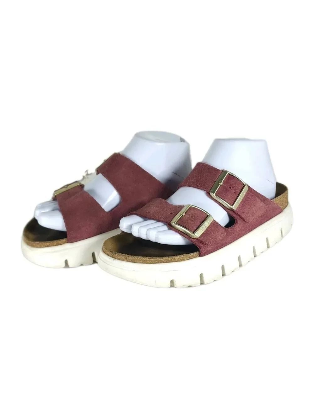 BIRKENSTOCK Papillio Arizona Women's 38 US7 Suede Berry Chunky Heel Slide Sandal